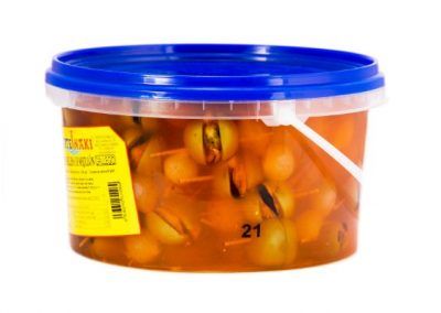 cubo aceitunas rellenas de mejillon arteiñaki