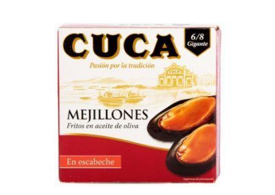 lata mejillones fritos en aceite de oliva en escabeche cuca