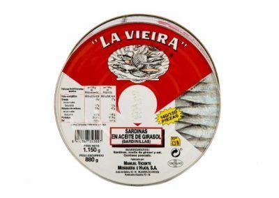 lata sardinas en aceite de girasol la vieira 1150 gr