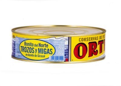 lata trozos y migas bonito del norte en aceite de girasol ortiz 1750 gr